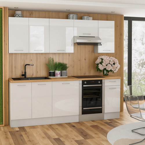 White gloss fitted kitchen - white,